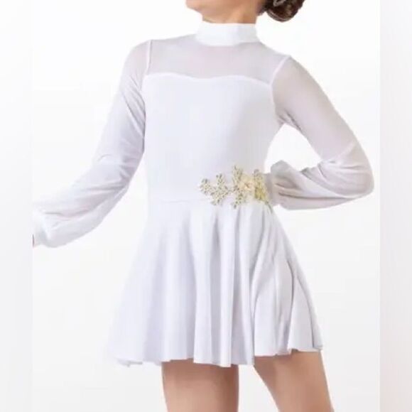 WEISSMAN Dance Costume white long sleeve mesh The Poet 13406 SC Small child 6 - Picture 1 of 10